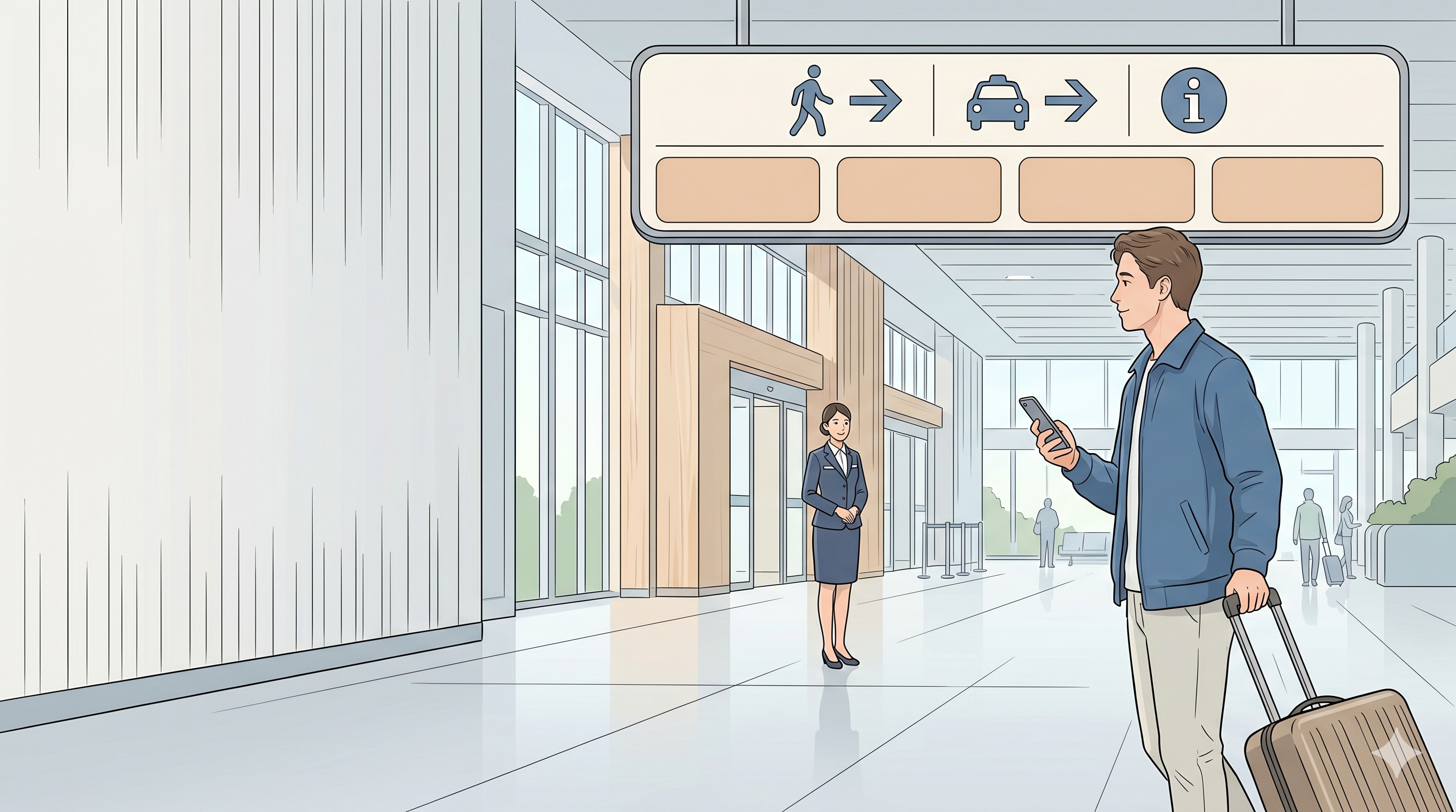 Traveler standing in a Chinese airport arrival hall